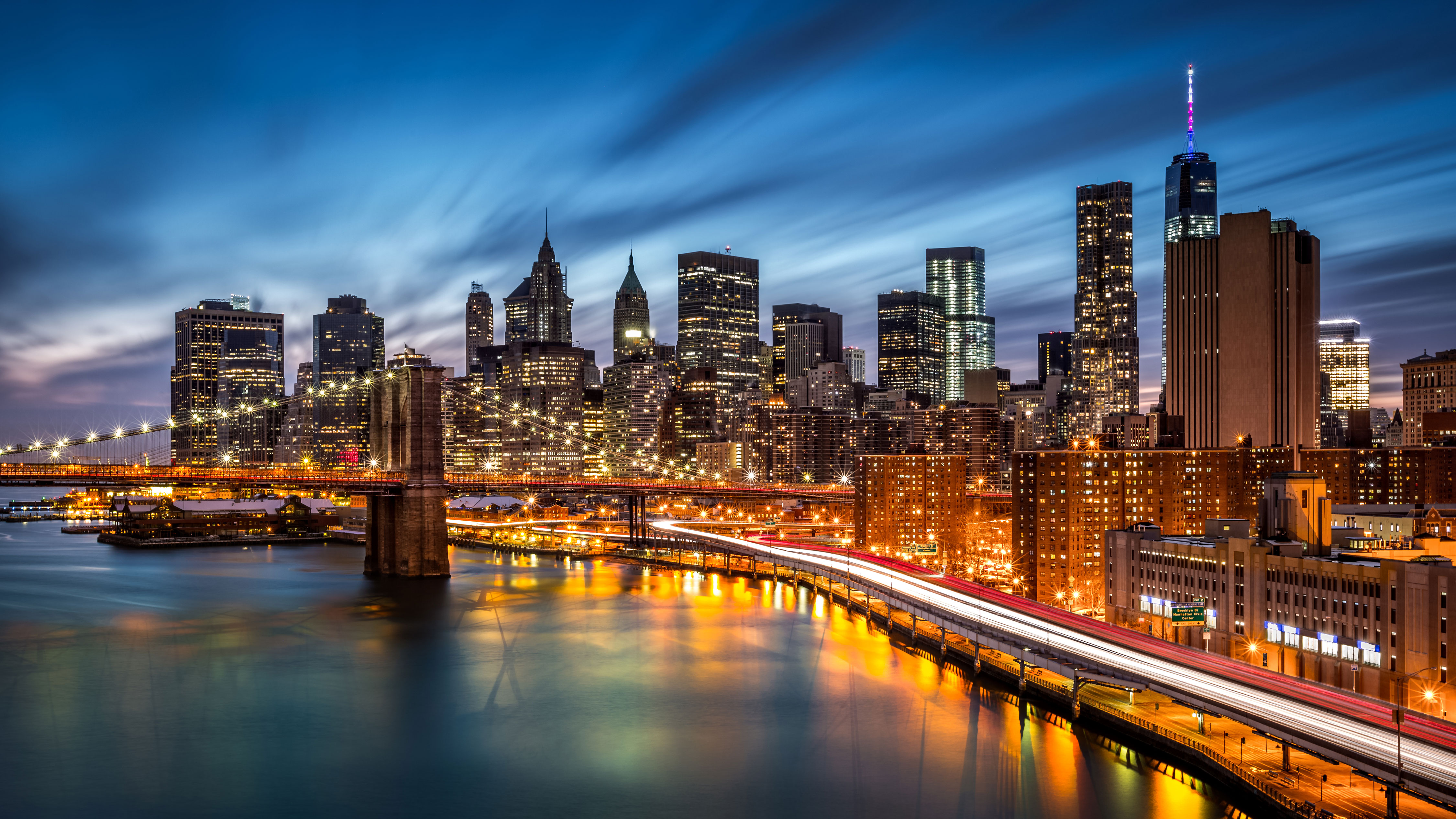 Download Brooklyn Bridge New York Time Lapse Skyline Night City Man 
