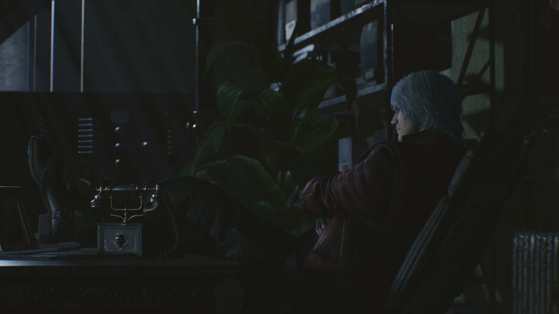 Dante from Devil May Cry 5 shown in a dark, detailed 4K Ultra HD PC desktop wallpaper background from the video game series Devil May Cry.