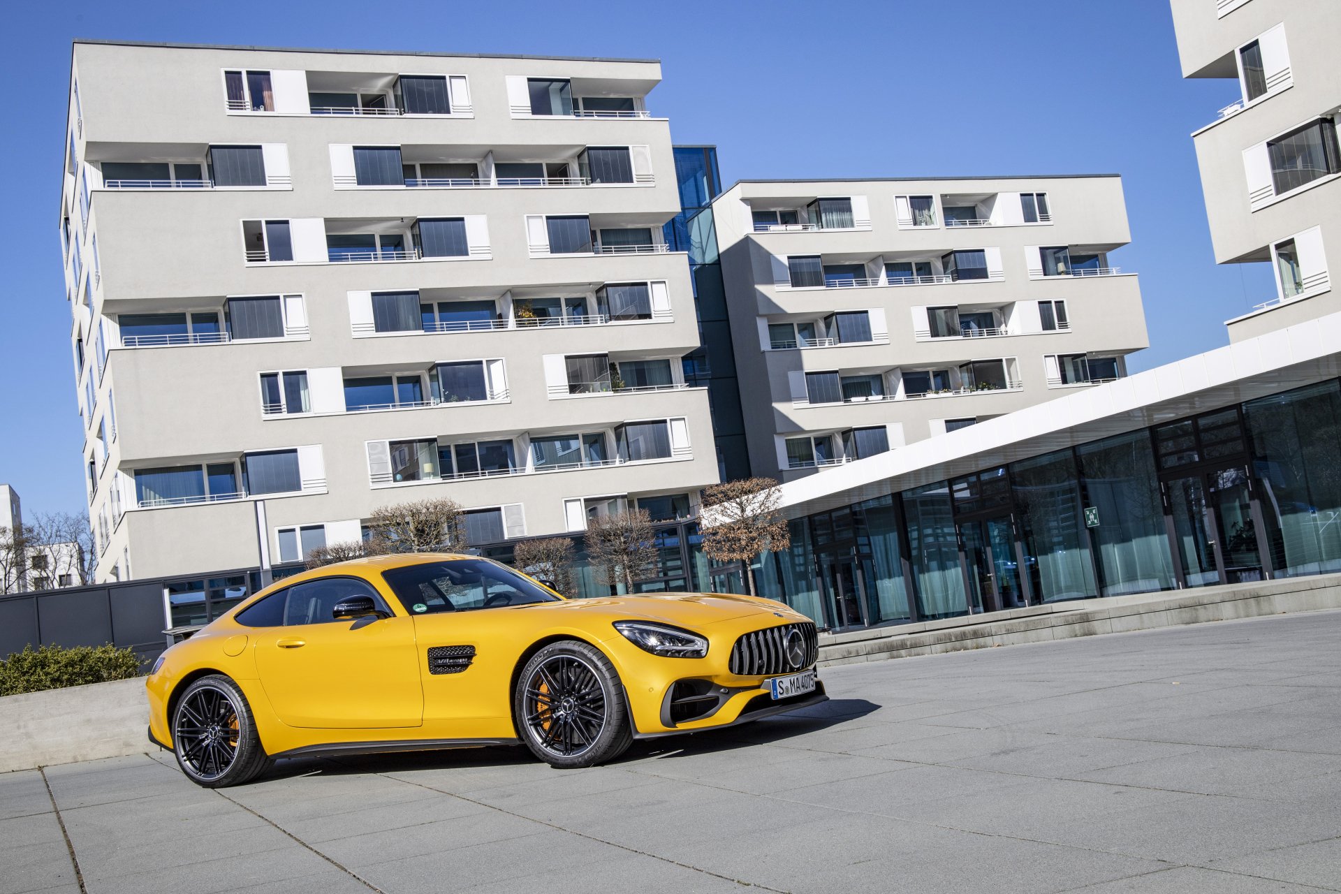 Download Supercar Yellow Car Car Mercedes-AMG Mercedes-AMG GT Vehicle Mercedes-AMG GT S 4k Ultra HD Wallpaper