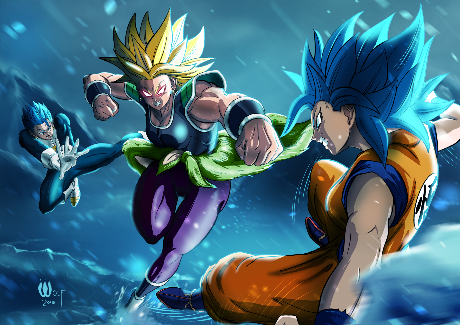 Kale vs goku and vegeta by NefariousMonsterWolf