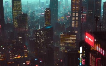 Isometric Cyberpunk City Wallpaper by patrika