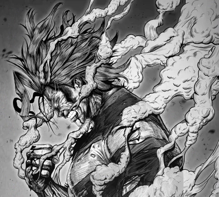 HD desktop wallpaper featuring All Might from My Hero Academia, also known as Toshinori Yagi, depicted with dynamic, intense black and white artwork, surrounded by swirling smoke.