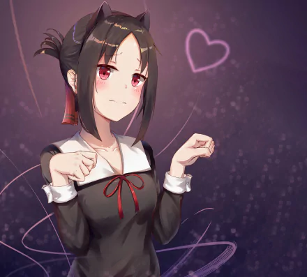 HD desktop wallpaper featuring Kaguya Shinomiya from the anime Kaguya-sama: Love is War, set against a sparkly purple background.