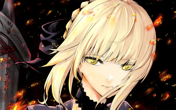 yellow eyes face blonde Artoria Pendragon (Alter) Anime Fate/Grand Order HD Desktop Wallpaper | Background Image