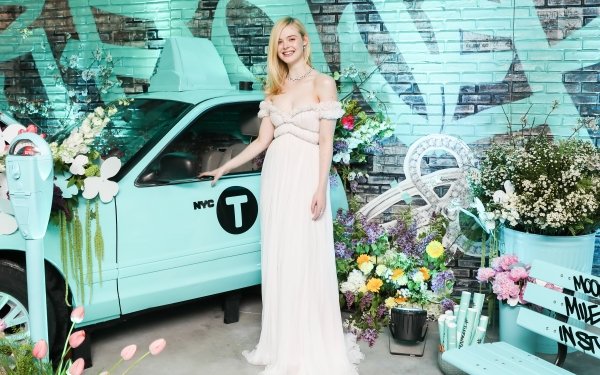 Celebrity Elle Fanning Car Graffiti Flower HD Wallpaper | Background Image