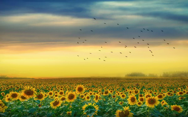  Sunflower Field at Sunset