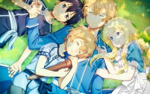 Anime Sword Art Online: Alicization Sword Art Online Eugeo Alice Zuberg Kirito Kazuto Kirigaya Blonde Blue Eyes Sleeping HD Wallpaper | Background Image