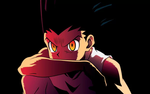 HD desktop wallpaper of Gon Freecss from the anime Hunter x Hunter, showcasing a dramatic and intense pose.