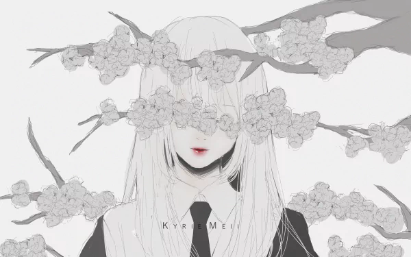 cherry blossom sketch Anime Original HD Desktop Wallpaper | Background Image