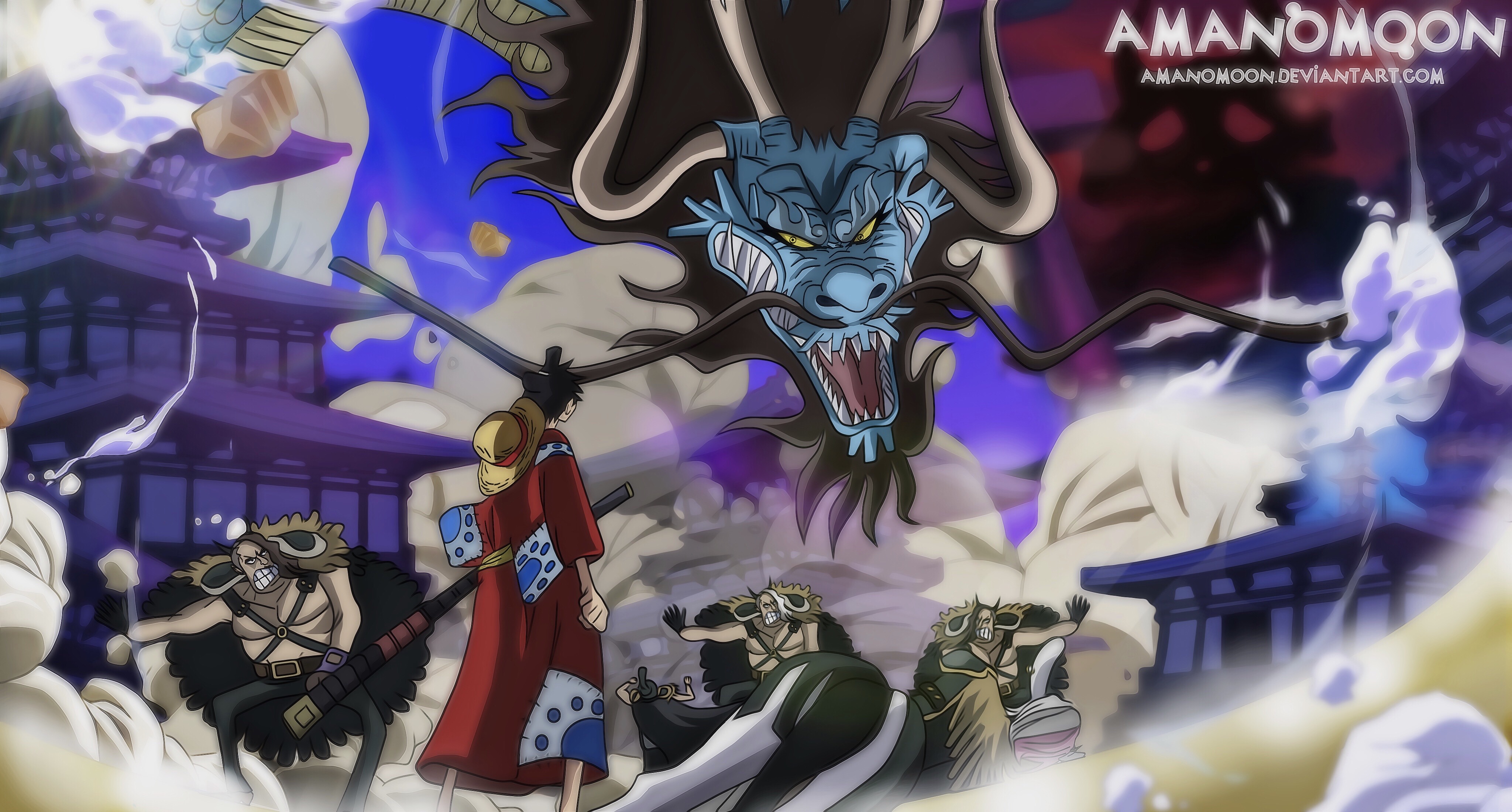 Luffy Vs Kaido Dragon 4k Ultra Hd Wallpaper Background Image 4096x20