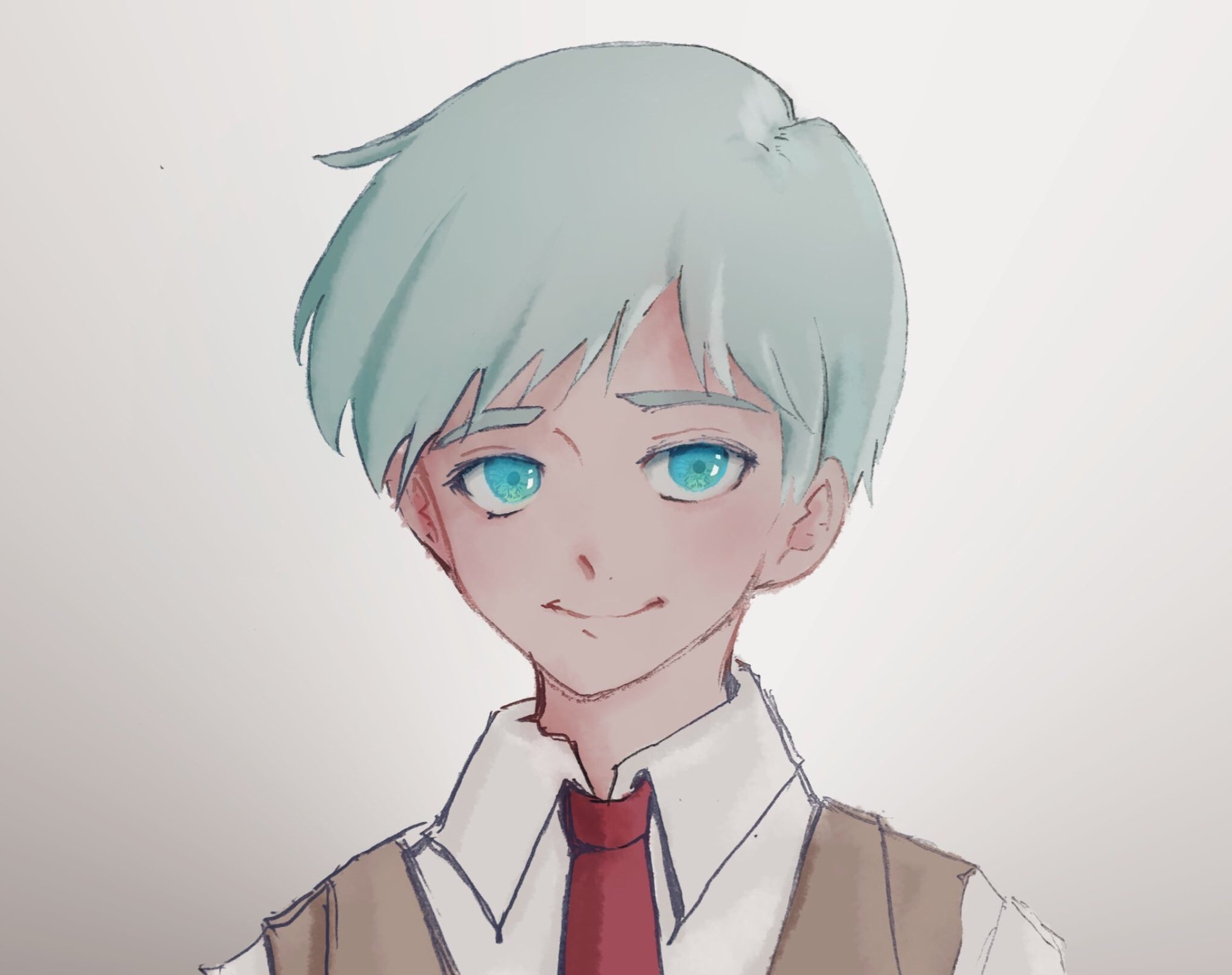 Download Aqua Hair Aqua Eyes Norman (The Promised Neverland) Anime The Promised Neverland HD Wallpaper by 餅川もちこ