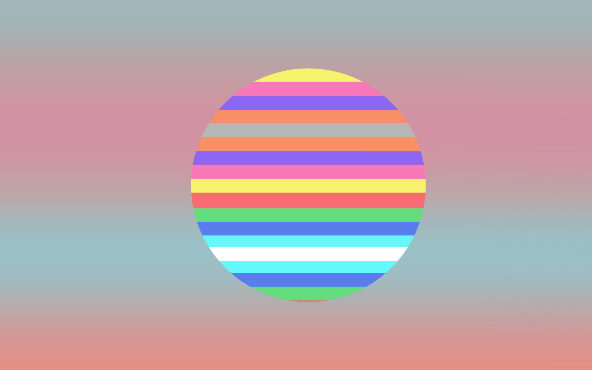Abstract HD PC desktop wallpaper featuring a colorful circle composed of horizontal stripes against a soft gradient background.