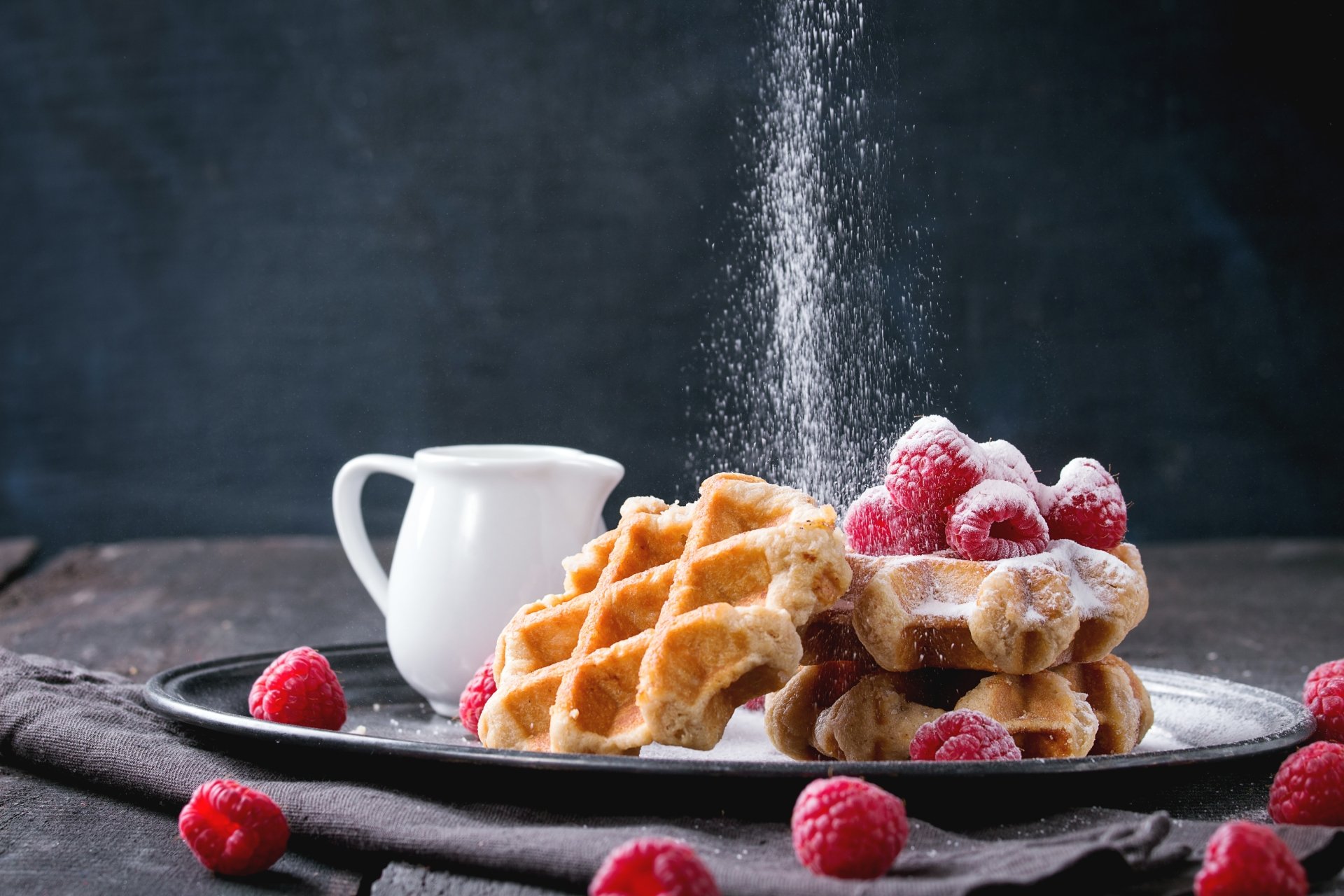 Download Still Life Breakfast Fruit Raspberry Berry Food Waffle 4k Ultra HD Wallpaper