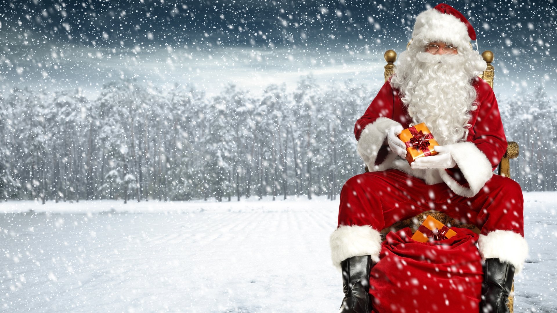 Download Snowfall Snow Santa Holiday Christmas 8k Ultra HD Wallpaper