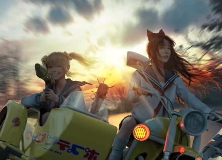 Popuko (Pop Team Epic) Pipimi (Pop Team Epic) Anime Pop Team Epic HD Desktop Wallpaper | Background Image