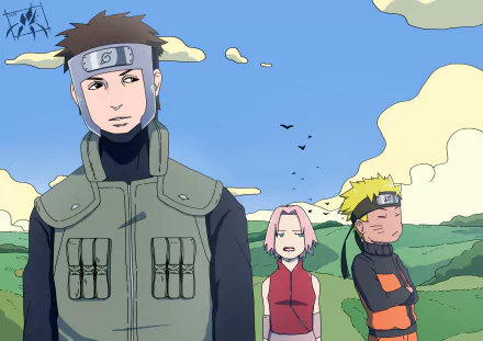 black eyes brown hair pink hair blonde Yamato (Naruto) Sakura Haruno Naruto Uzumaki Anime Naruto HD Desktop Wallpaper | Background Image