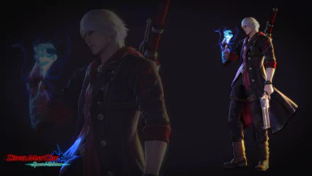 HD PC desktop wallpaper featuring Nero from Devil May Cry 4, showcasing his iconic look and spectral arm in a dark, stylized video game setting.