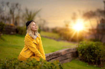 sunrise hat blonde depth of field woman model HD Desktop Wallpaper | Background Image
