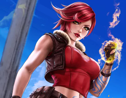 short hair lipstick red hair Lilith (Borderlands) Borderlands video game Borderlands 3 HD Desktop Wallpaper | Background Image