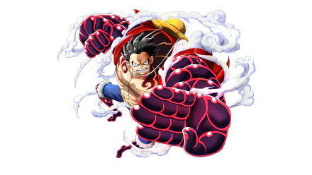 Gear Fourth Monkey D. Luffy from One Piece in dynamic action pose, rendered as an 8K Ultra HD anime desktop wallpaper and background.