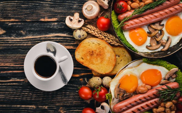 Food Breakfast Coffee Cup Still Life Egg Sausage HD Wallpaper | Background Image