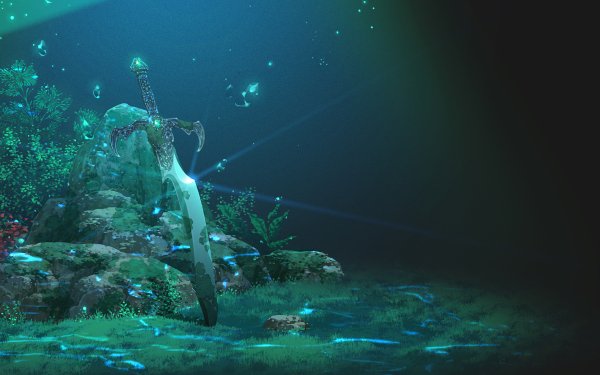 Anime Underwater Sword Bubble HD Wallpaper | Background Image