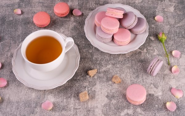 Food Tea Cup Macaron Sweets Still Life HD Wallpaper | Background Image