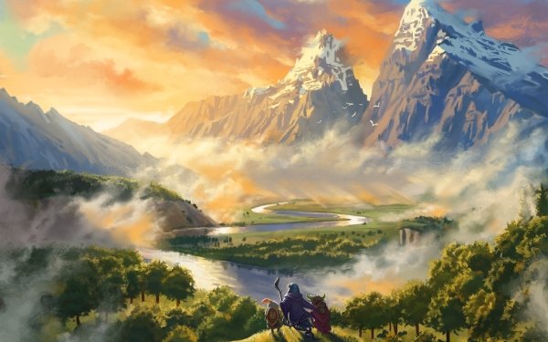 Fantasy Landscape Mountain Peak River HD Wallpaper | Background Image