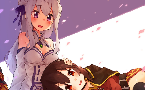 Anime Crossover Emilia Re:ZERO -Starting Life in Another World- Megumin KonoSuba - God’s blessing on this wonderful world!! HD Wallpaper | Background Image
