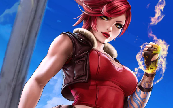 short hair lipstick red hair Lilith (Borderlands) Borderlands video game Borderlands 3 HD Desktop Wallpaper | Background Image