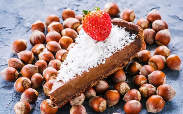 still life pastry chestnut nut strawberry food pie HD Desktop Wallpaper | Background Image