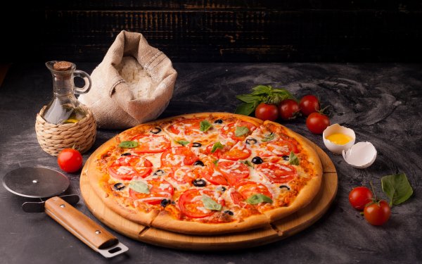 Food Pizza Tomato Oil Still Life HD Wallpaper | Background Image