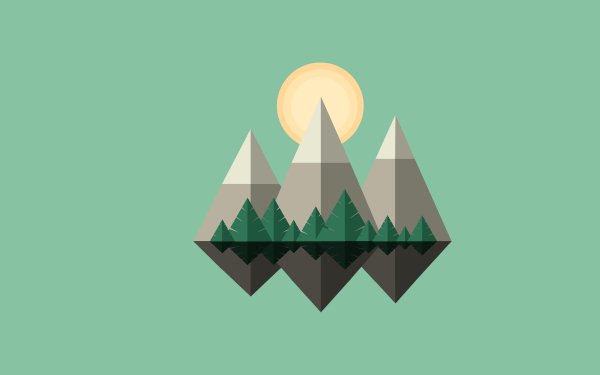 Artistic Minimalist Mountain Tree Sun HD Wallpaper | Background Image