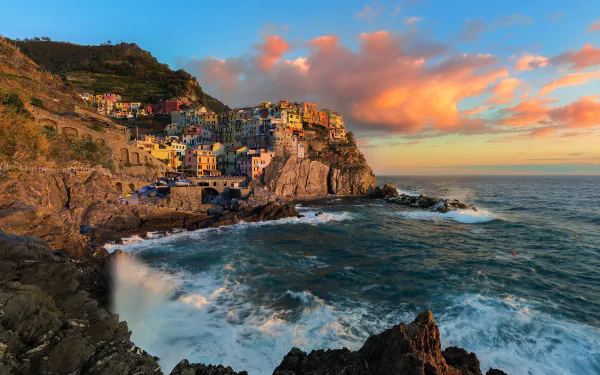  Sunset Clouds over Manarola, Italy