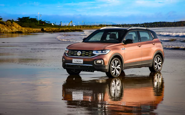 brown car SUV Volkswagen car vehicle Volkswagen T-Cross HD Desktop Wallpaper | Background Image