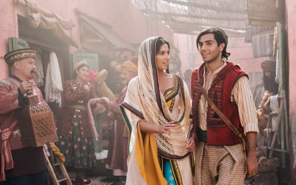 Princess Jasmine Naomi Scott Mena Massoud Aladdin movie Aladdin (2019) HD Desktop Wallpaper | Background Image
