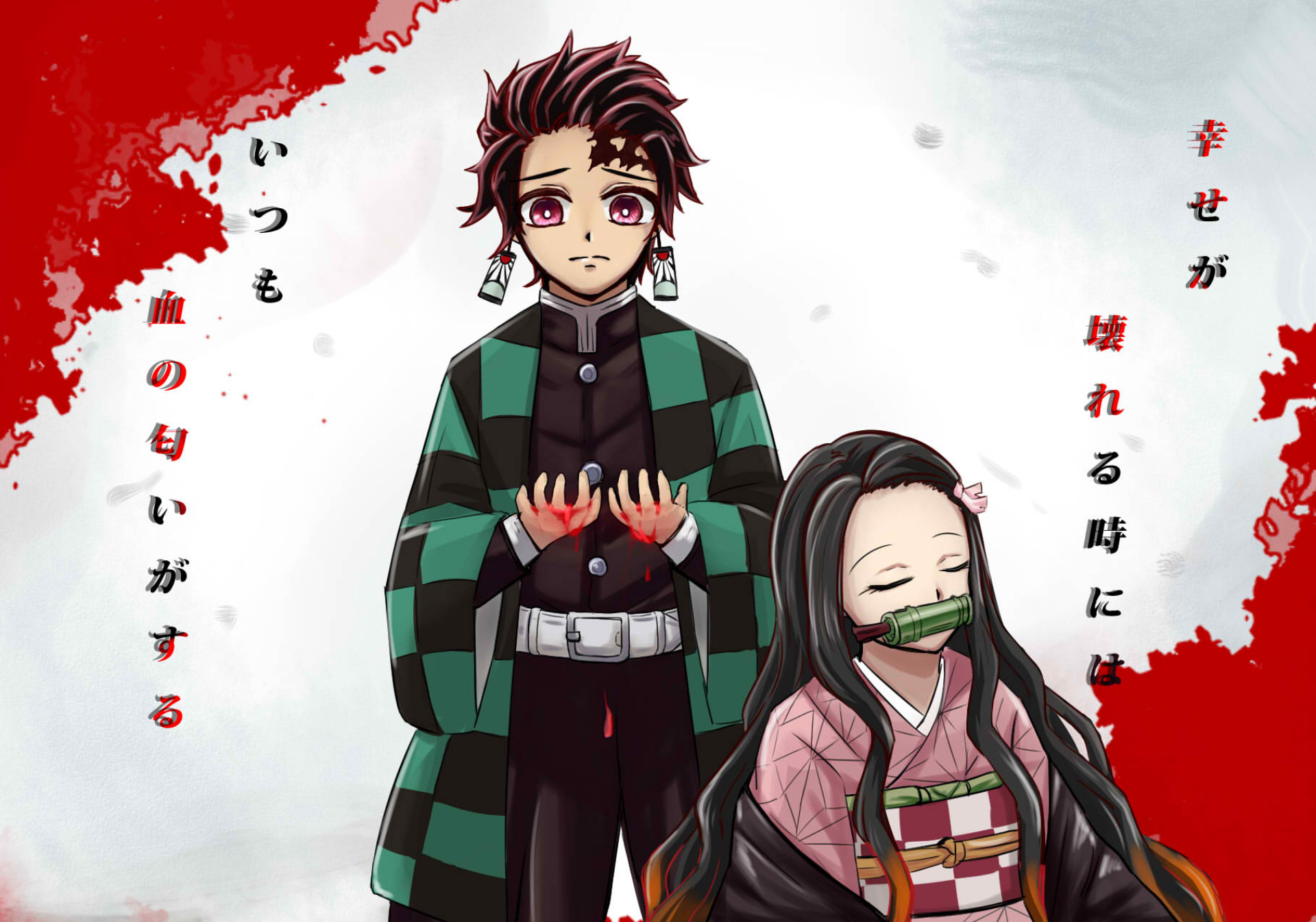 Wallpaper : Kimetsu no Yaiba, Kamado Tanjiro, Kamado Nezuko, anime