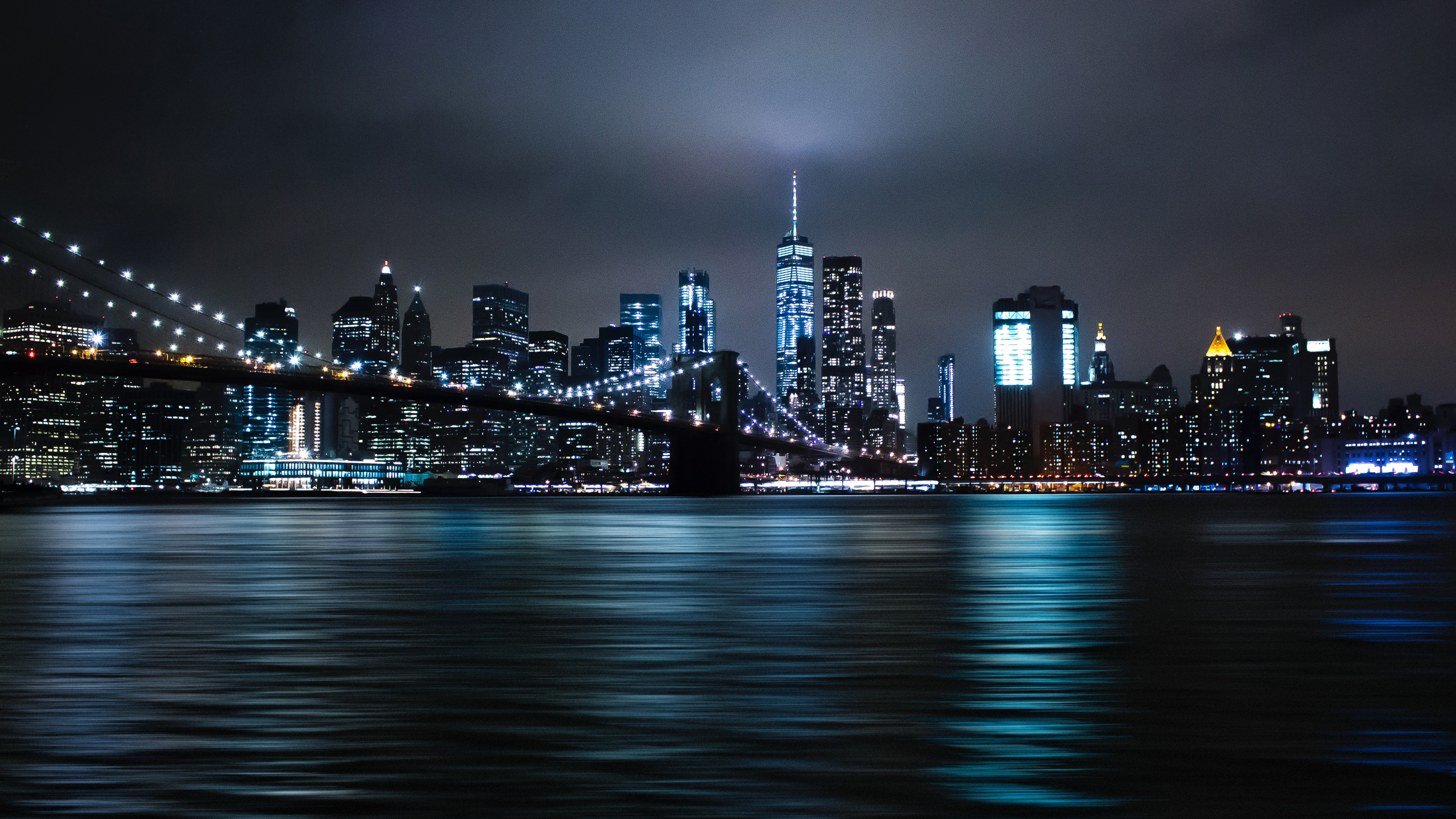 New York City Night Lights, Cityscape by David Skyrius
