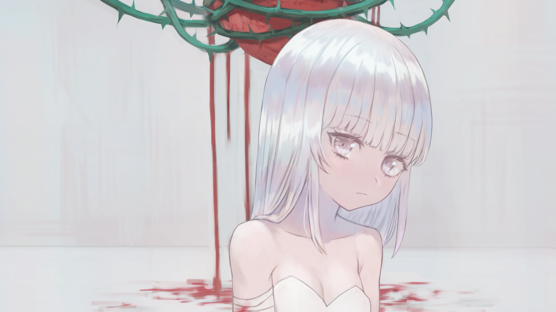 Download White Hair Anime Original HD Wallpaper by 馬