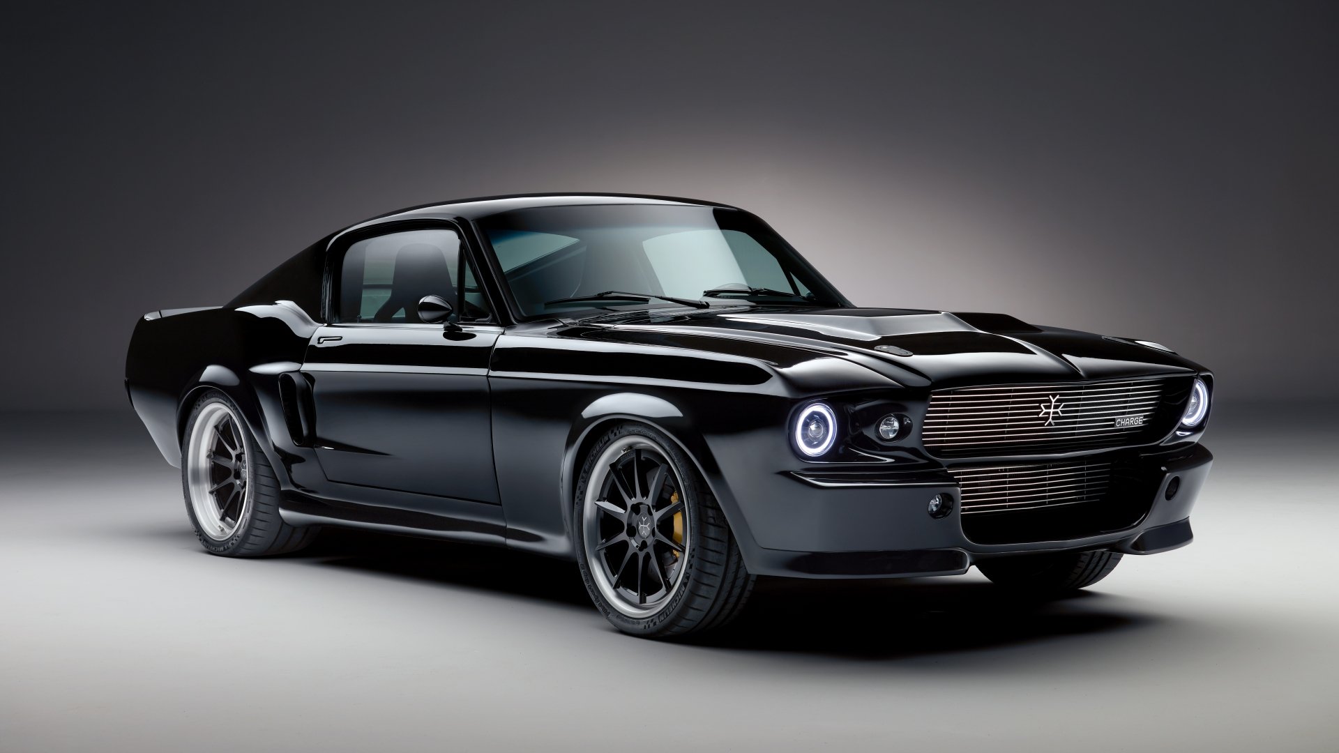 Download Electric Car Black Car Muscle Car Car Ford Vehicle Ford Mustang 8k Ultra HD Wallpaper