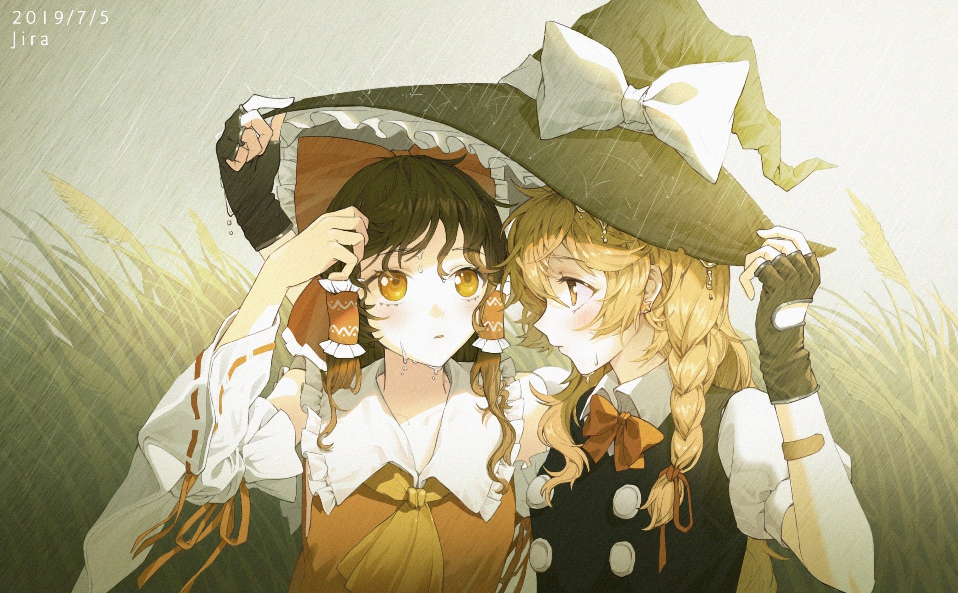 Download Reimu Hakurei Marisa Kirisame Anime Touhou HD Wallpaper by 哈根达斯维达Jira