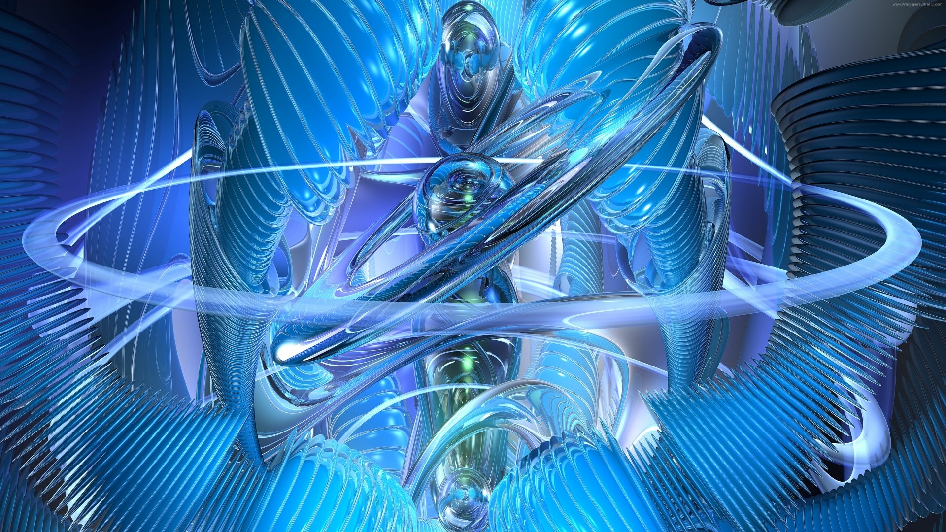 Download Shapes Blue Abstract Fractal Abstract Blue 4k Ultra HD Wallpaper