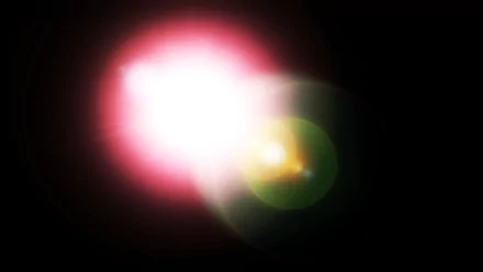 Photoshopped artistic sci-fi HD desktop wallpaper: a bright white-pink star/sun with green-yellow lens flare and radiating light against a black background.
