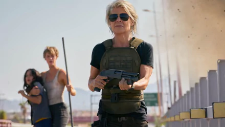 Grace (Terminator) Natalia Reyes Mackenzie Davis Linda Hamilton movie Terminator: Dark Fate HD Desktop Wallpaper | Background Image