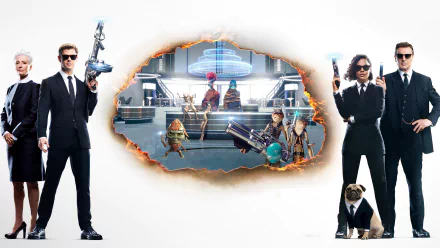 Liam Neeson Tessa Thompson Chris Hemsworth movie Men in Black: International HD Desktop Wallpaper | Background Image