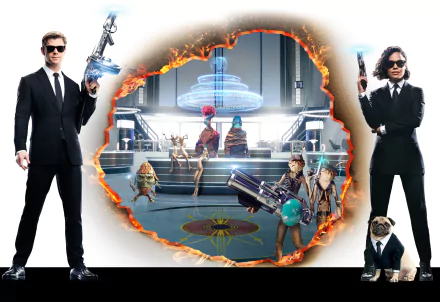 Frank the Pug Tessa Thompson Chris Hemsworth movie Men in Black: International HD Desktop Wallpaper | Background Image