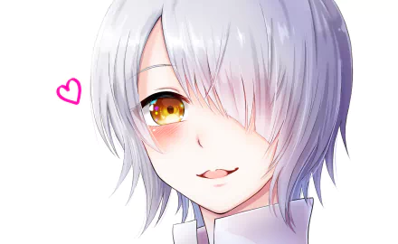 Anime character Chartreux Westia from Kishuku Gakkou No Juliet is featured in this HD wallpaper, showcasing a warm expression with silver hair and golden eyes, complemented by a playful heart.