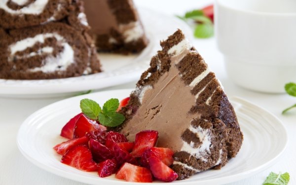 Food Dessert Berry Strawberry Cake Chocolate Fruit HD Wallpaper | Background Image