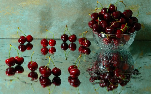 Food Cherry Fruits Reflection Fruit HD Wallpaper | Background Image