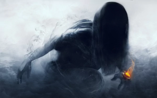 Nokk from Tom Clancy's Rainbow Six: Siege emerges from mist, holding a glowing orange device in a dark, atmospheric 4K Ultra HD video game wallpaper.